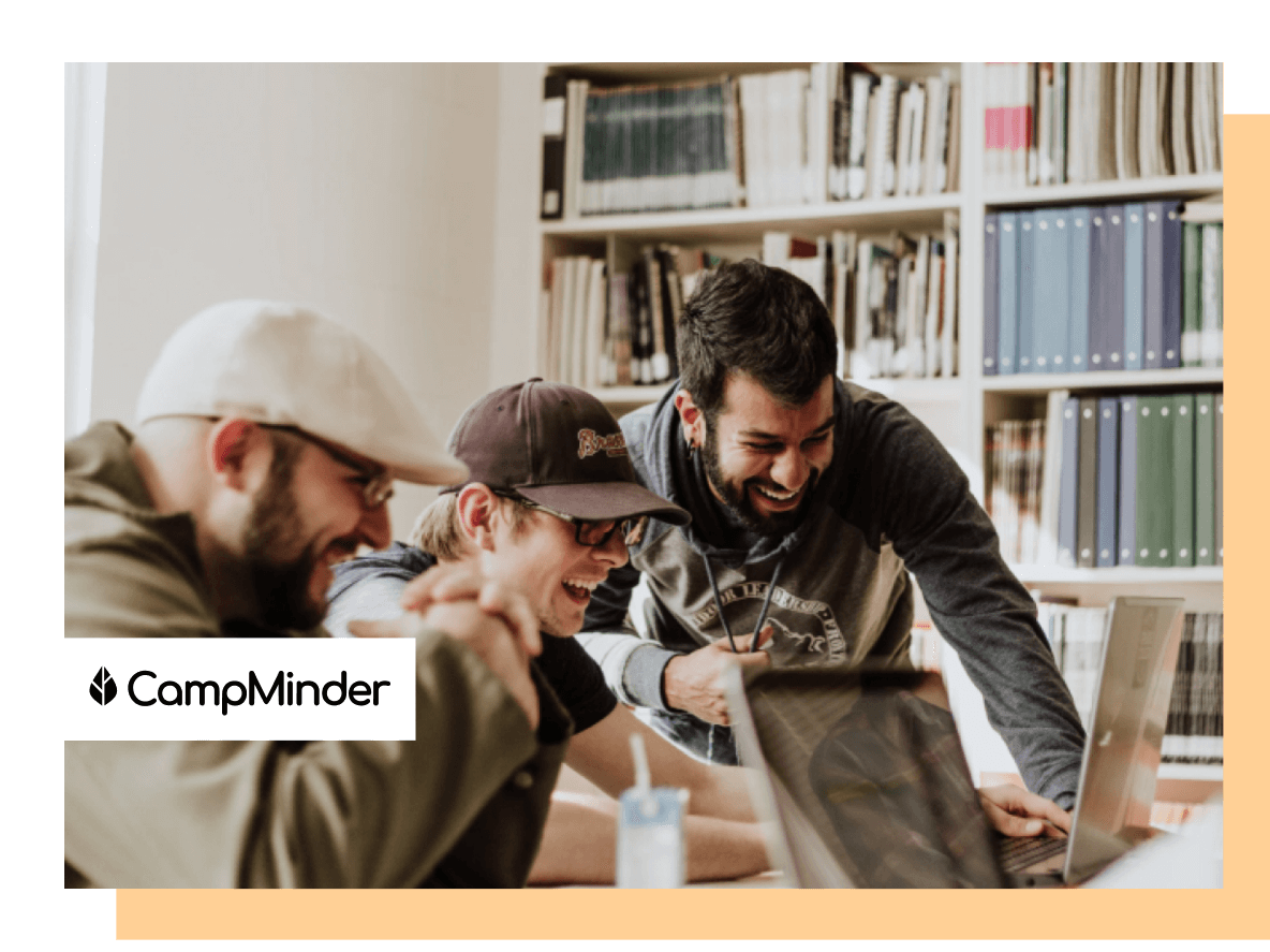 Image of a happy team working in an office